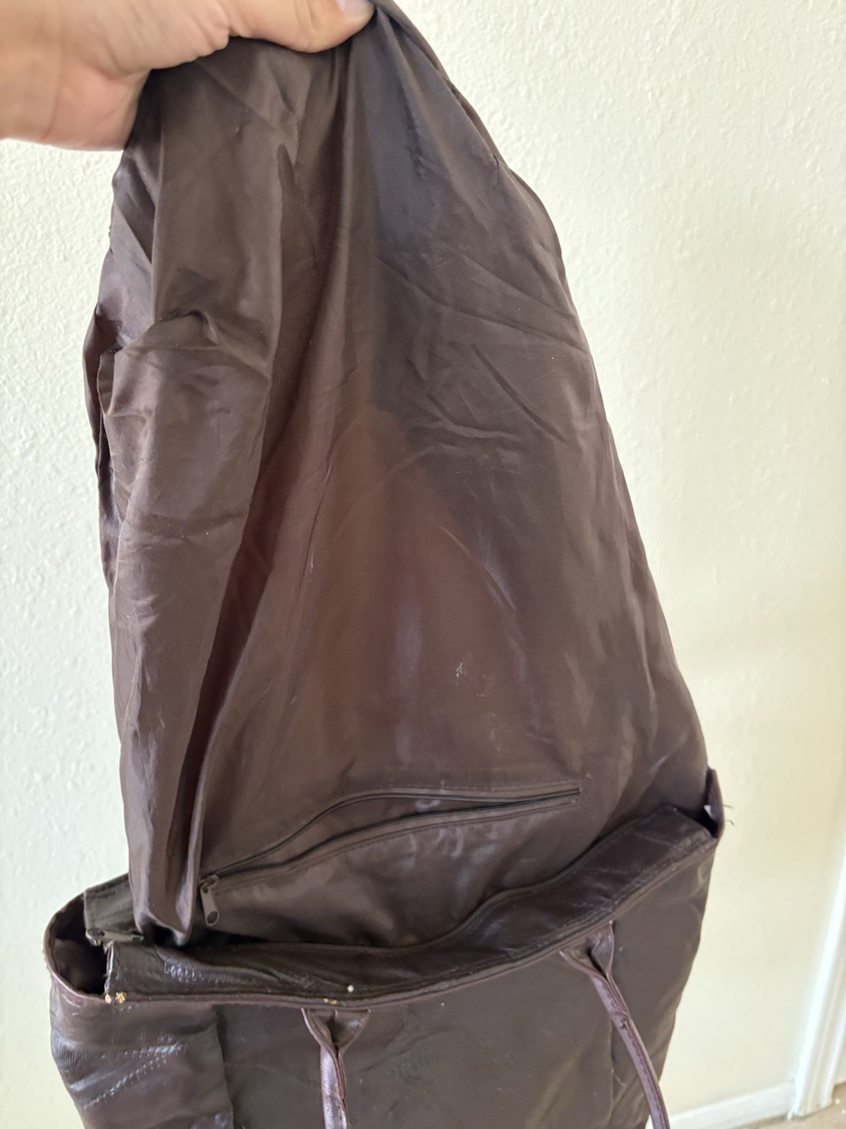 Vintage Dark Brown Patchwork Lambskin Leather Hob… - image 7