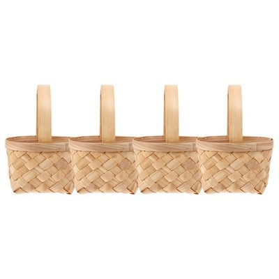 4pcs Miniaturblumenkorb Handheld gewebter Korb Haushaltsbüro Eingangskorb