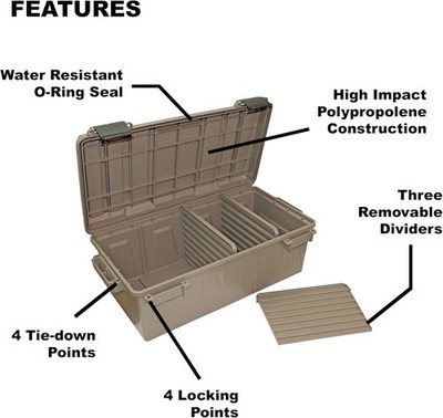 MTM Case-Gard ACDC30 Ammo Crate Divided Utility Box Beige Polypropylene 21''