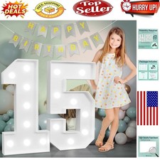 Large Light-Up 15th Birthday Marquee Numbers DIY Modern Celebration Decor