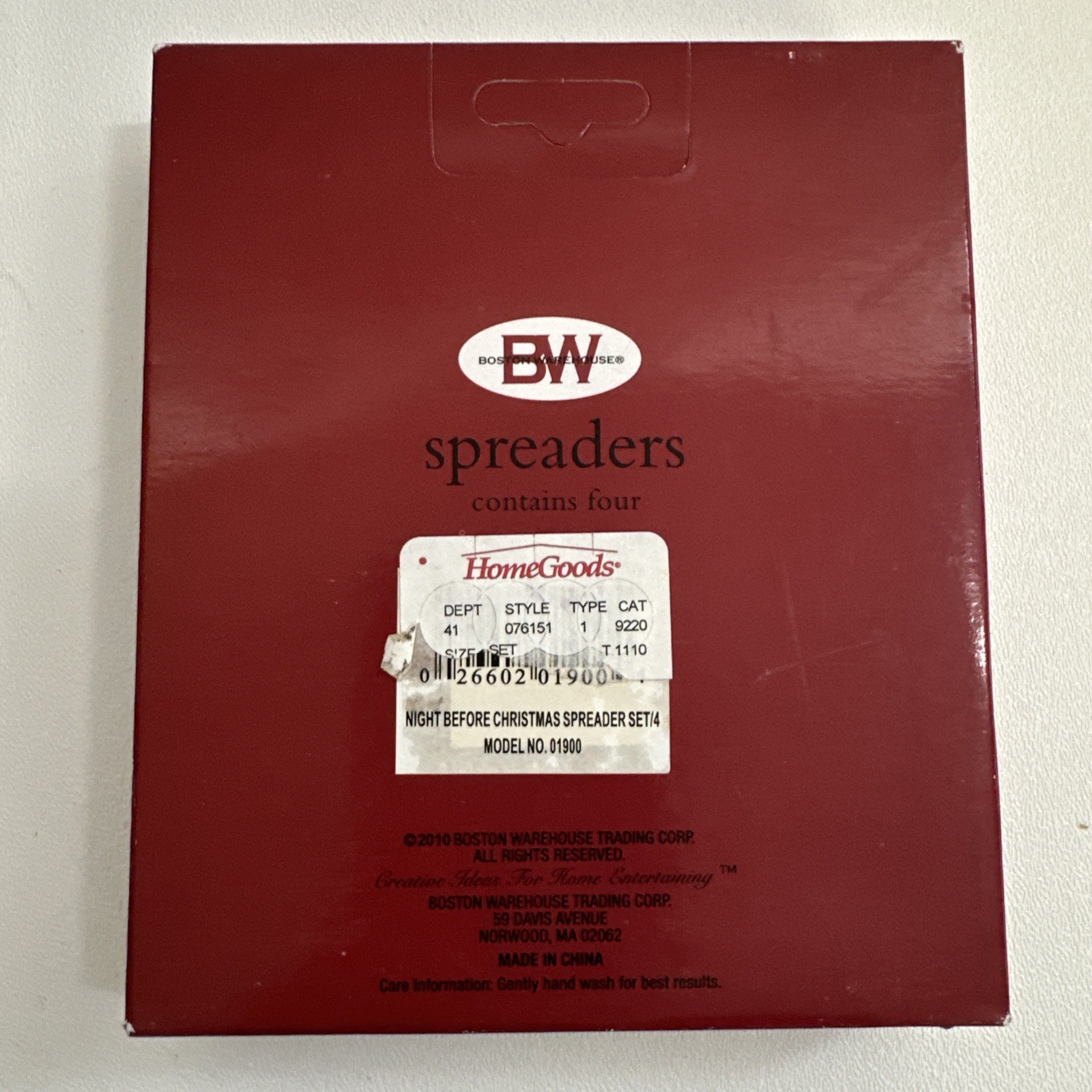 Boston Warehouse Christmas Dip/Cheese 4 Spreaders “Night Before Christmas” NIB