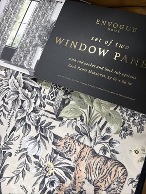 (2) EnVogue Jungle Asian Tiger Bird Back Tab Window Panels 84  New~
