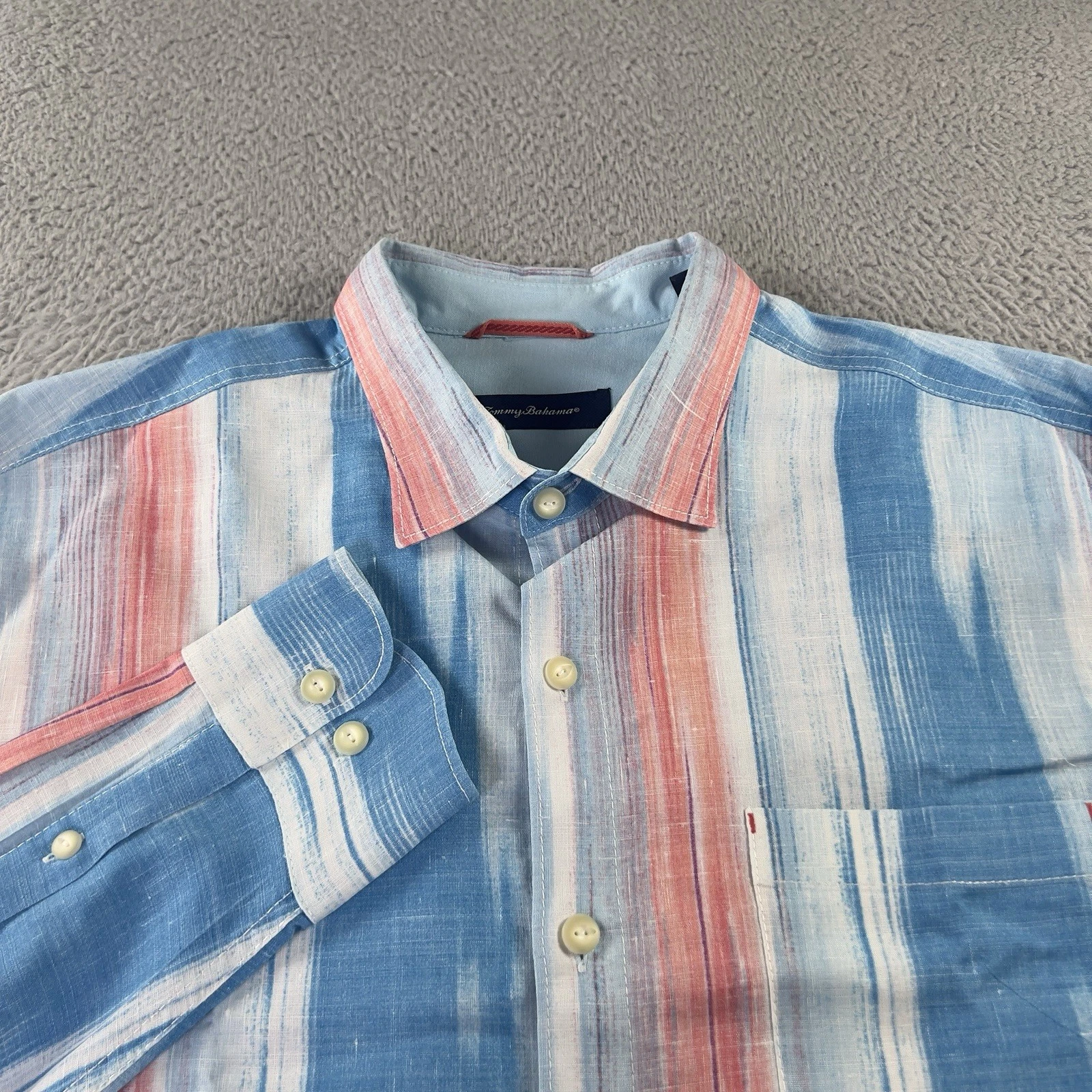 Tommy Bahama Shirt Men XL Blue Pink Watercolor Button Linen Blend Beach Tropical
Opens in a new wind