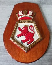 HMS Devonshire Heavy Cruier Naval Crest Wall Plaque Mounted Solid Wood