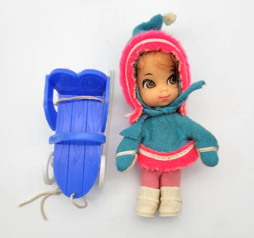 Vintage Liddle Kiddles Freezy Sliddle Doll Sled Sleigh Boots Mattel #3516