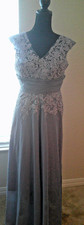 Sleeveless Light Blue Formal Gown with Lace Size 4