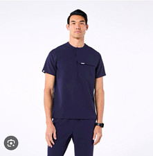 FIGS Technical Collection Men's Snap-Front Scrub Top Green Solid M Polyester