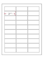 WHITE Laser-Inkjet Address Labels 1" x 2 5/8" 30/sheet 225 SHEETS 6750 TOTAL