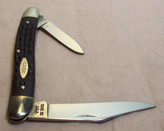 1973 CASE XX U.S.A. SIN USAR 06244 NAVAJA DE BOLSILLO HUESO JIGGED HALF STOCKMAN 2 HOJAS