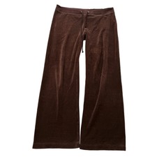 Vintage Juicy Couture Womens Brown Velour Flare Track Pant Loungewear Y2k Size L