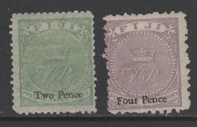 Fiji 1878 - 1890 Sc 46 P12½ & Sc 47 P10 Both MH VF CV $87