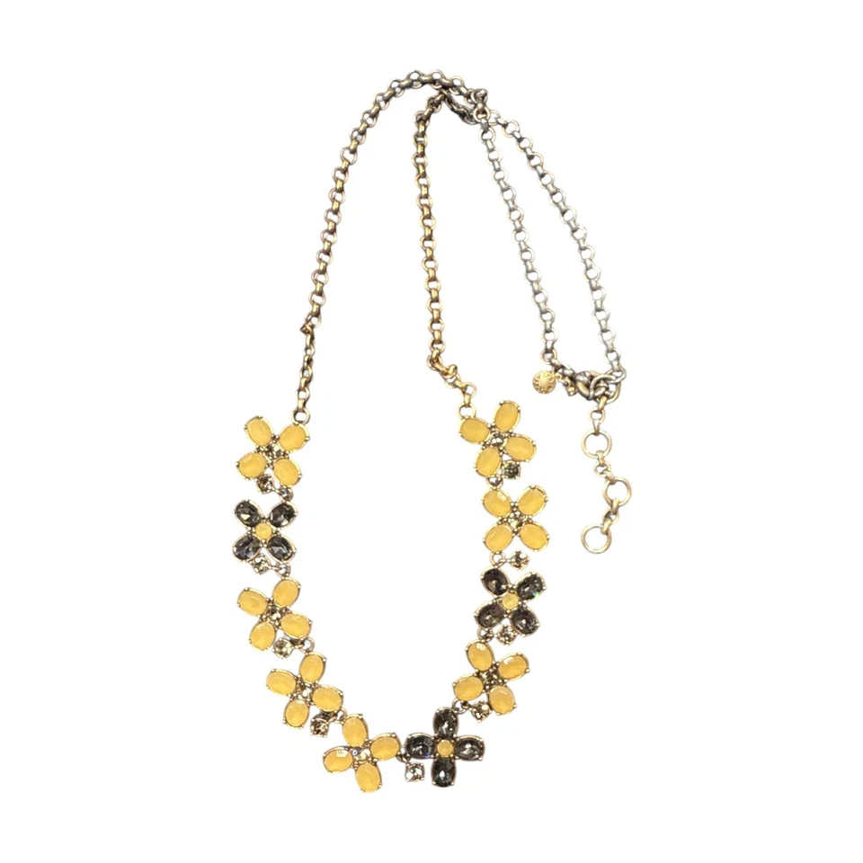 J. Crew Gold Tone Smoky & Beige Crystal Statement Necklace JC379 - Image 2 of 4