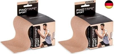 Pinotape Sport Kinesiologisches Tape XXL 10 cm x 5 m Light Beige Hautfarben 2er