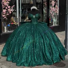 Shimmering Glitter Tulle Quinceanera Dresses Ball Sweet 16 Birthday Party Gown