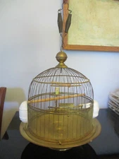 Antique VIntage Hendryx Dome Brass Wire Hanging Bird Cage House Parakeet Canary!