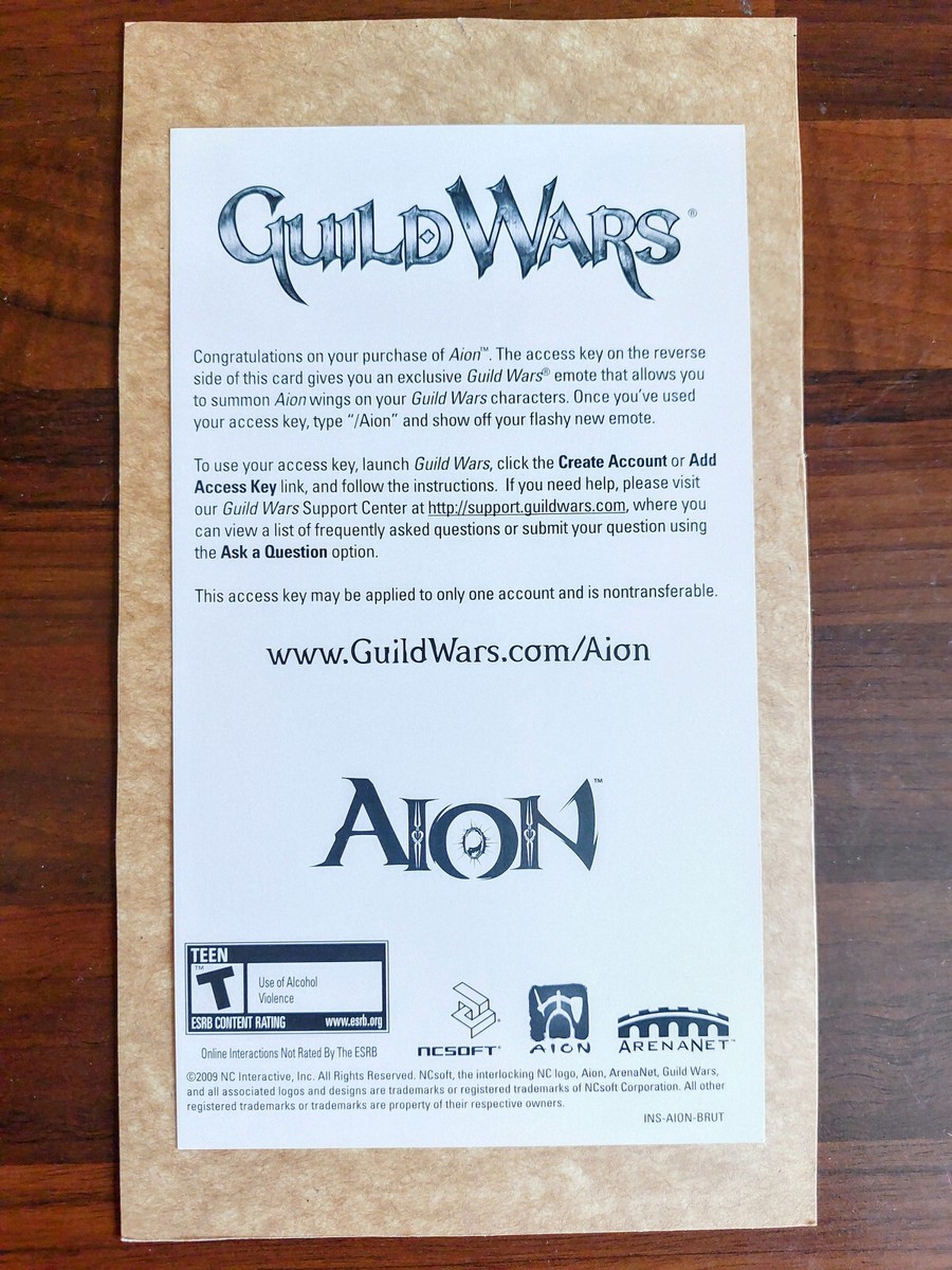 Aion Wings Guild Wars Emote - Limited Edition PC Game Promotional Item CD-ROM
