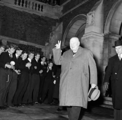 Prime Minister Winston Churchill Pictured At Harrow School 1950S Old Photo