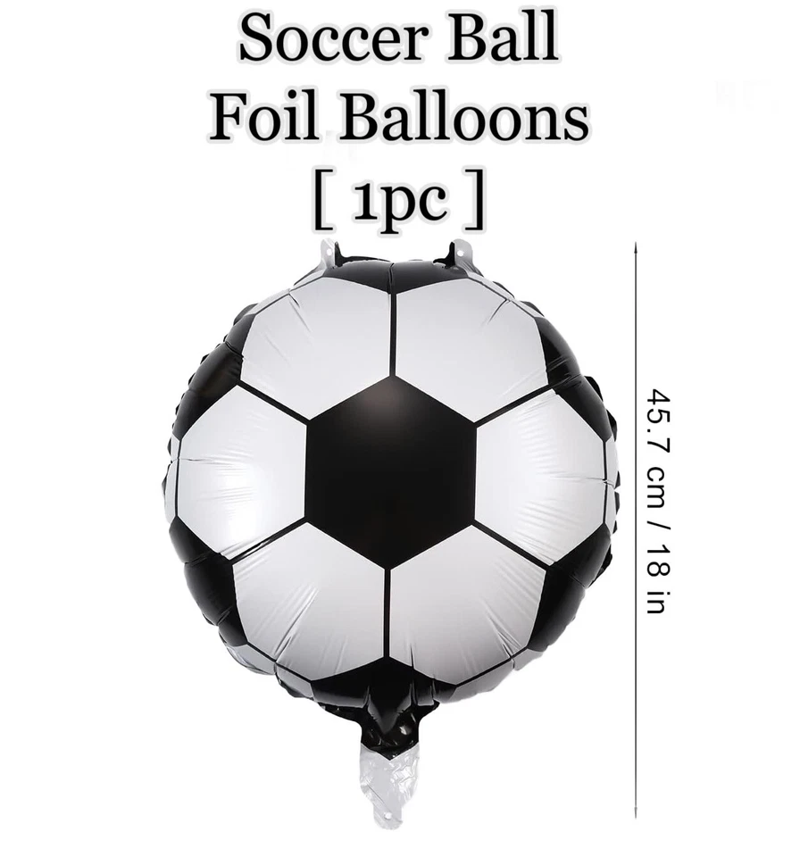 18" Football Print Foil balloons Black White Soccer Theme Birthday Party Decor - Image 3 of 3