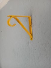 2x Metal Shelf Support Brackets in Yellow. New / Handmade 4" (10cm) x 13mm Wide.