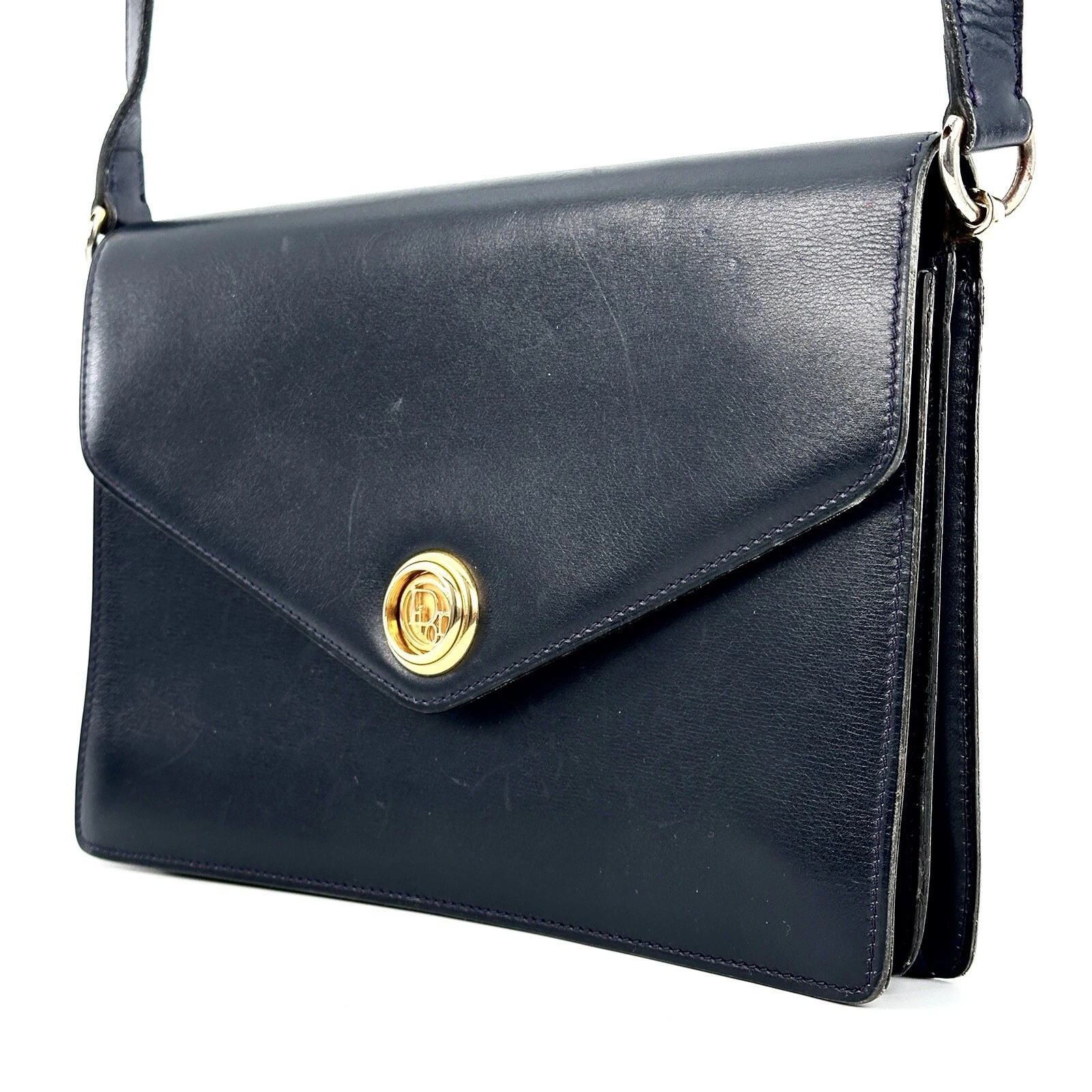 Sac bandoulière Dior cuir noir doré authentique