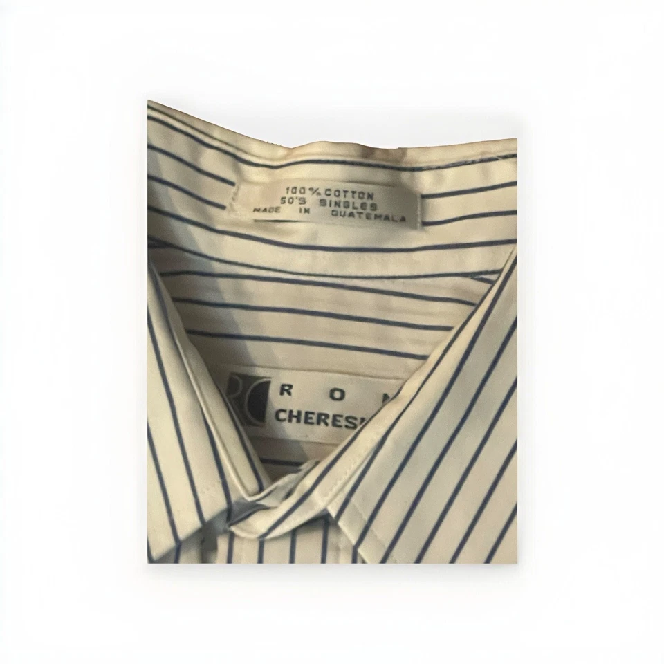 Camisa social Ron Chereskin listrada manga longa botão para baixo 16 1/2 34/35 - Imagem 2 de 3