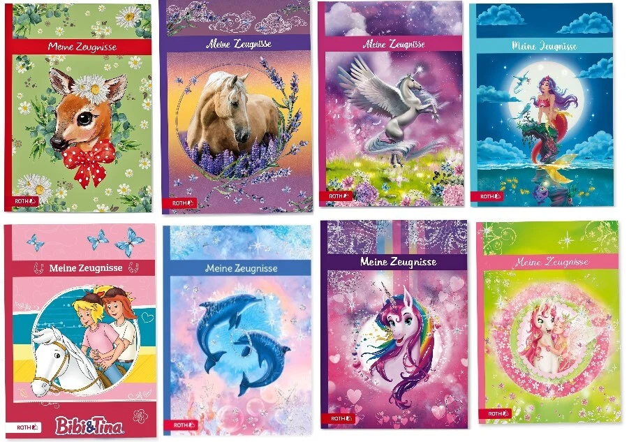 Roth*Zeugnismappe*Dokumentenmappe*Schule*Mädchen*Einhorn*Pferd*BIBI&TINA*Meer...