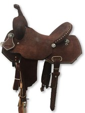 NEW WESTERN LEATHER SADDLE BARREL ROUGH OUT SADDLE WITH FREE MATCHING TACK SET