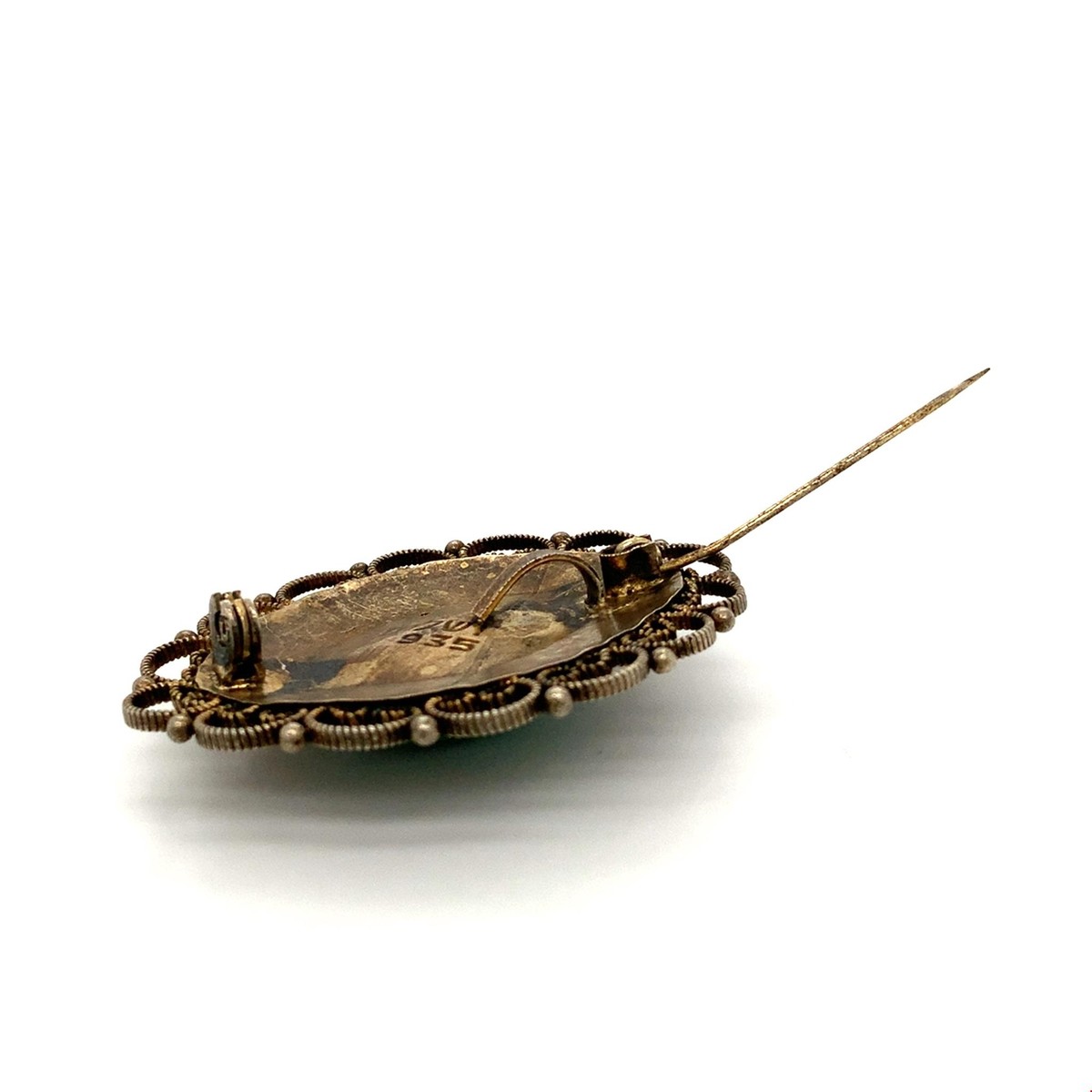 Vtg Sterling Signed 935 Hebrew Jerusalem Oval Eilat King Solomon Brooch Pendant View 3