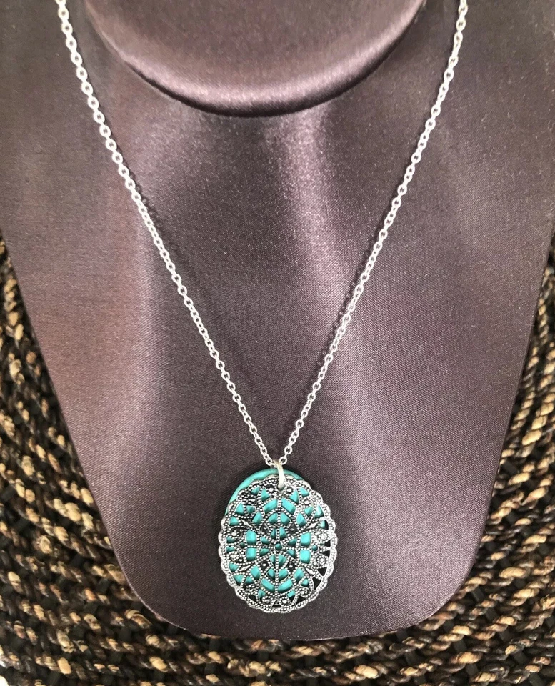 Ralph Lauren Turquoise Silver Layered Statement Necklace