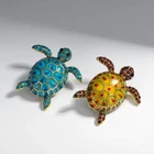 Rhinestone Enamel Sea Turtle Brooch - Red or Blue