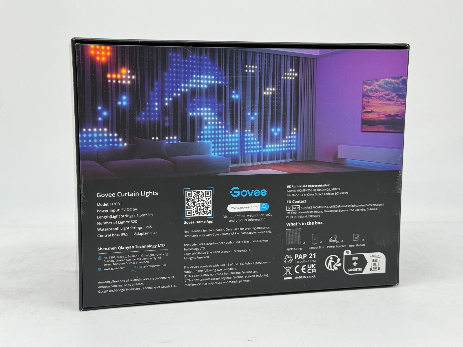 Govee LED Curtain Lights H70B1 WiFi, RGBIC Color Changing, Waterproof