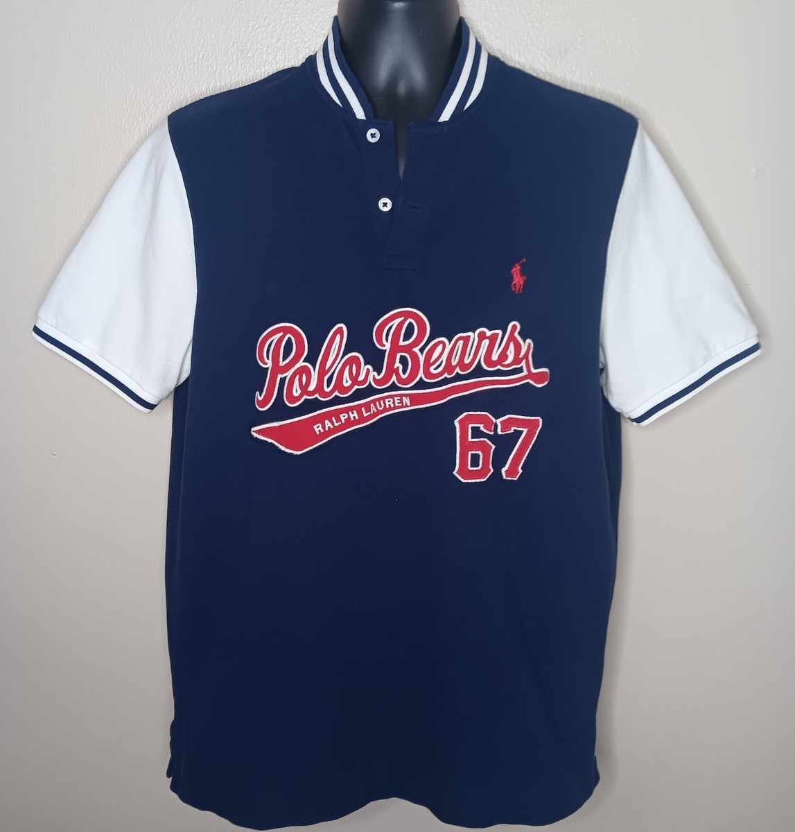 POLO BEARS RALPH LAUREN 67 Men's Medium Baseball Jersey Rugby