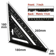 Triangle Ruler 7Inch Measurement Tool Aluminium Alloy Carpenter Set Square Angle