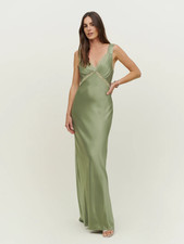 Reformation Chania Silk Maxi Dress- Green