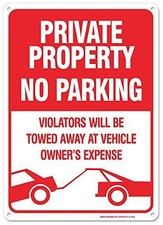 No Parking Sign Aluminum Sign 8x12 Funny Violators Will Be Towed Metal