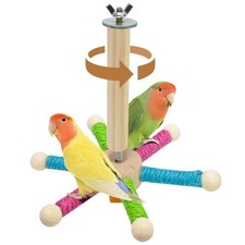 Bird Perch Toy for Cage,Spinning Windmill Bird Perch Toy,360  Round Mixcolor
