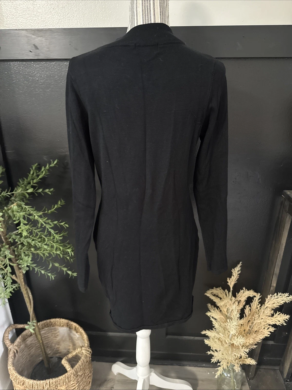 VETEMENTS Abito donna Say What elegante XL nero elasticizzato midi manica lunga strass