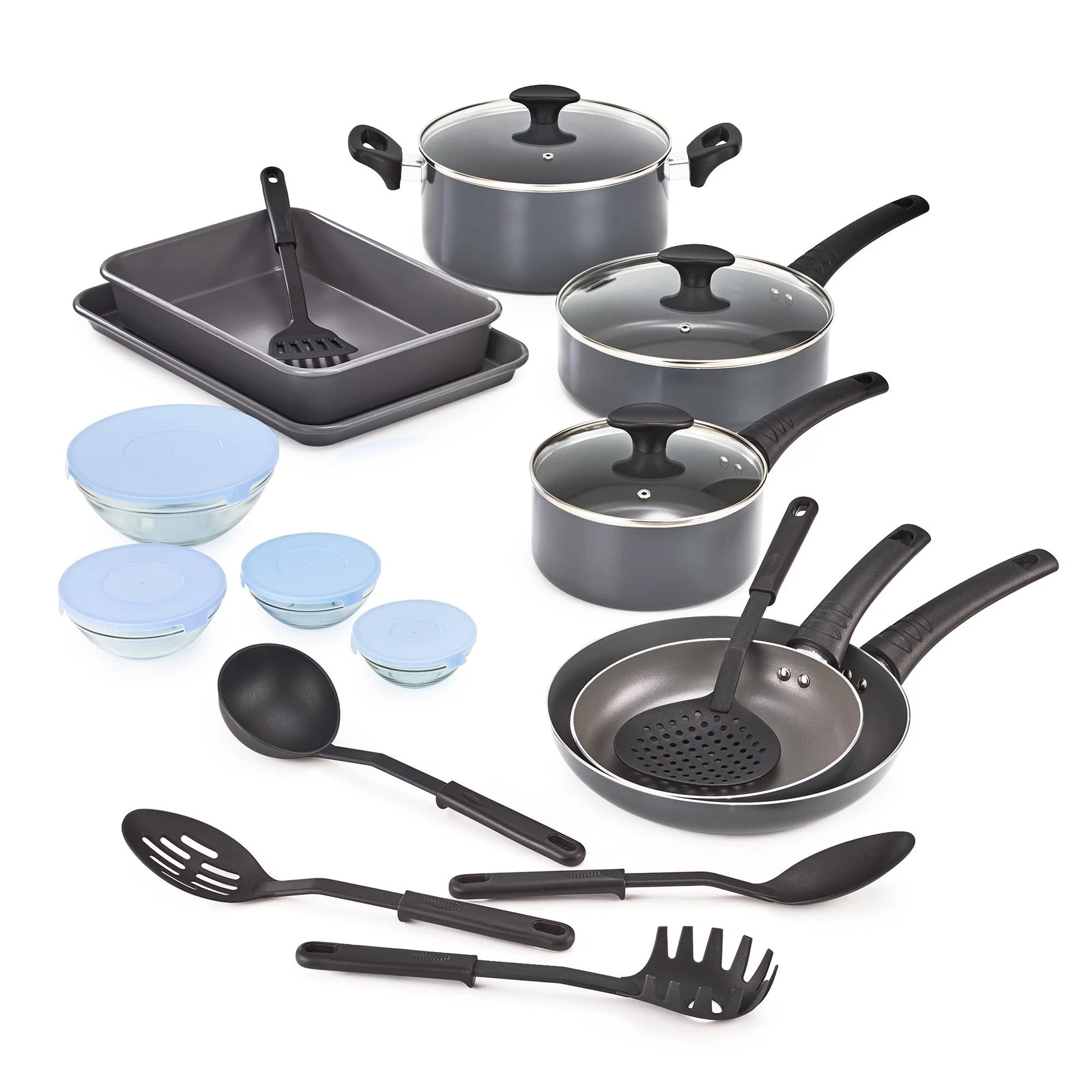 BELLA COOKWARE SET WITH GLASS LIDS WITH NONSTICK PFOA SCRATCH RESISTANT SURFACE
Opens in a new windo