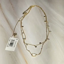 Kendra Scott Emilie Crystal Multi Strand Layered Necklace Kyocera Opal NEW