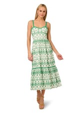 Adrianna Papell Women's Midi Dress Cotton Eyelet Green, 6
