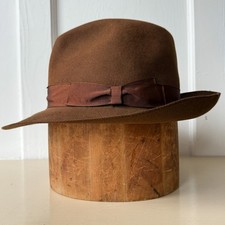 Vtg Borsalino Como 1997 Qualita Superiore Brown Fur Felt Fedora Hat 7 1/8 58