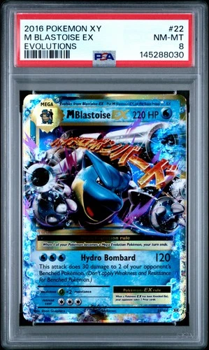 2016 POKEMON XY EVOLUTIONS #22 M BLASTOISE EX PSA 8