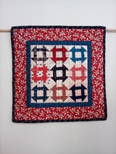 Handmade Hand quilted Red,White Blue Wall Hanging 15x15
