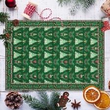 Non-Slip Christmas Area Rug 5x7ft Washable Low Pile, Holiday Decor w/ Xmas Trees