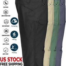 Mens Cargo Pants Work Combat Pants Outdoor Hiking Waterproof Trousers Tactical