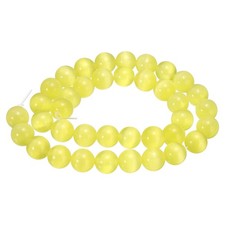 38pcs Honey Yellow Cat's Eye Stone Beads 10mm Round Crystal Loose Bead