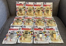 Lot 12 VTG Silver All Pro Whistles Whistle W/ Neck Lanyard Connecting Ring 1981