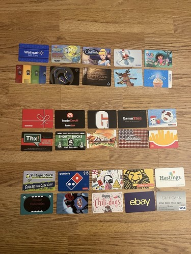 Gift Card Collection of 30 Different Gift Cards (No Value)