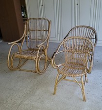 Set  Sedia a Dondolo Con 2 Poltrone In BAMBÙ Vintage. (LEGGI DESCRIZIONE)