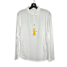 FJ Foot Joy White Jersey Mesh 1/4 Button Sun Protection Golf Shirt Large New